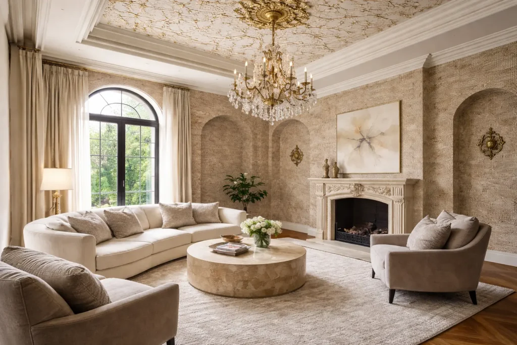 Statement Ceilings and Textured Walls