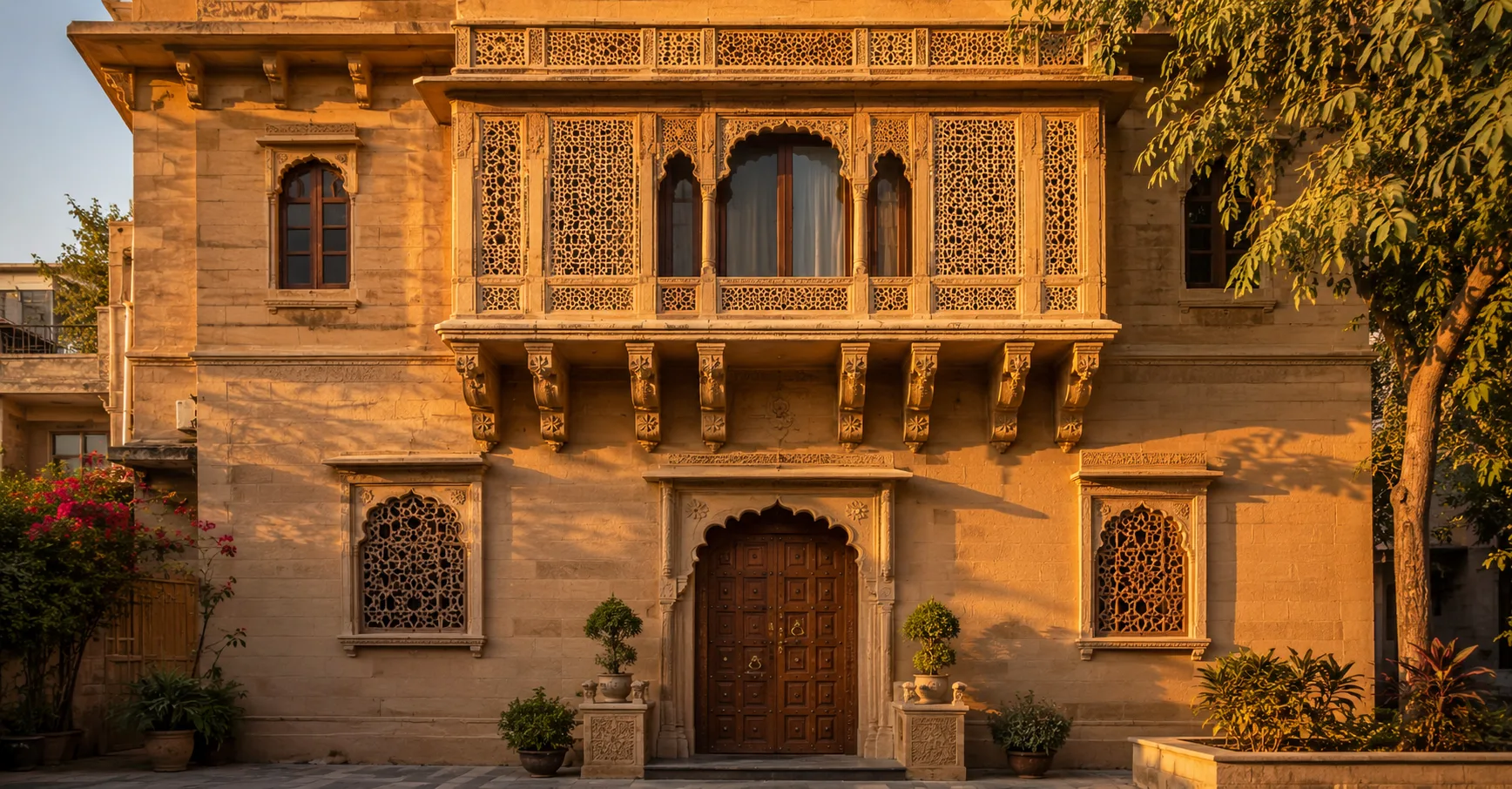 Traditional Jharokha-Inspired Entrance