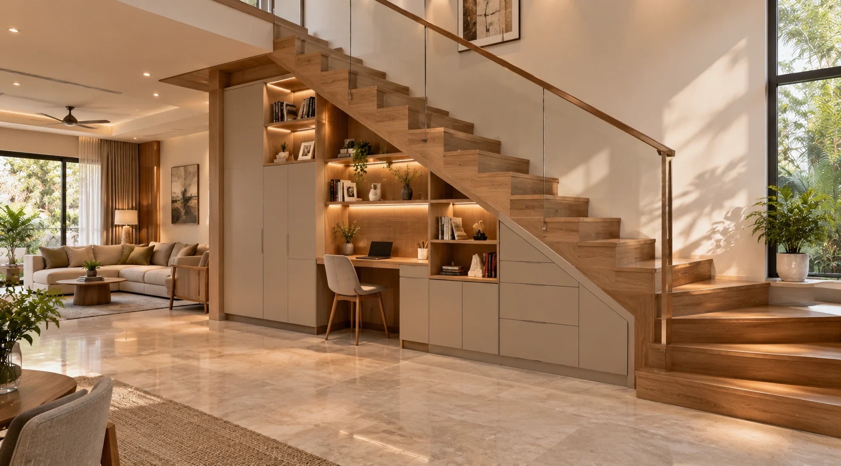 Staircase with Built-In Storage