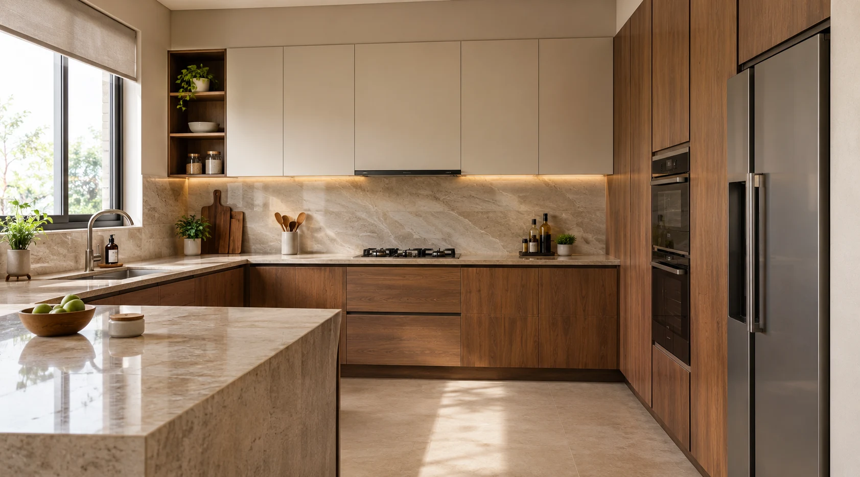 Warm Wood and Mixed-Material Kitchens